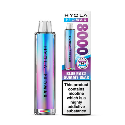 Blue Razz Gummy Bear Hyola Pro Max 8000 Prefilled Pod Kit and Box