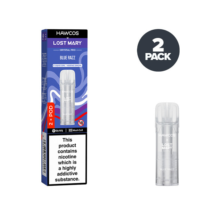 Blue Razz Hawcos X Lost Mary Crystal Pro Prefilled Pod and Box