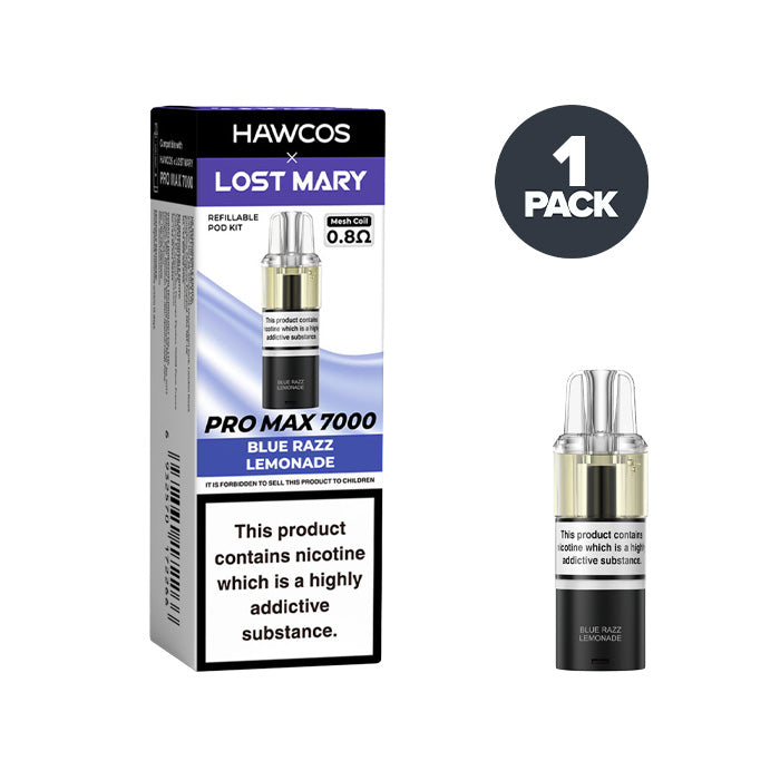 Blue Razz Lemonade Hawcos X Lost Mary 7000 Pro Max Prefilled Pod And Box