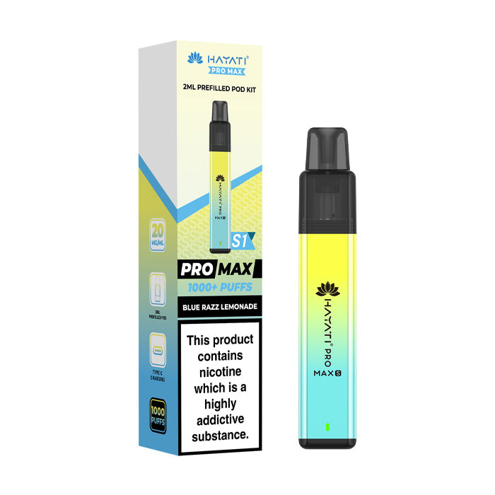 Blue Razz Lemonade Hayati Pro Max S1 Prefilled Pod Kit and Box