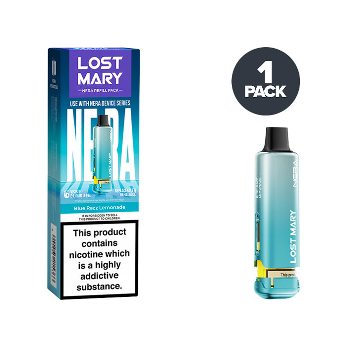 Blue Razz Lemonade Lost Mary Nera 15000 puff refill pack and box