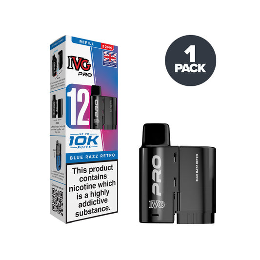 Blue Razz Retro IVG Pro 12 Prefilled Pod and Box
