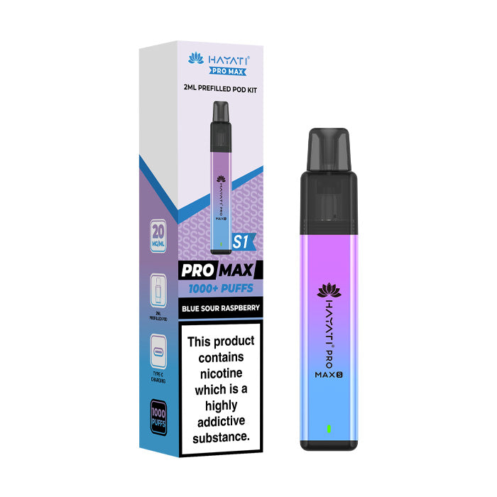 Blue Sour Raspberry Hayati Pro Max S1 Prefilled Pod Kit and Box