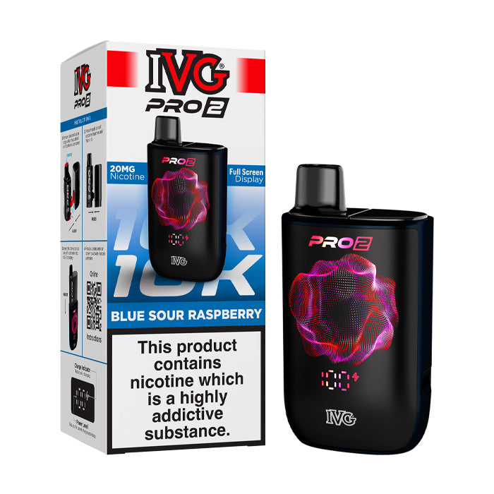 Blue Sour Raspberry IVG Pro 2 Prefilled Pod Kit and Box