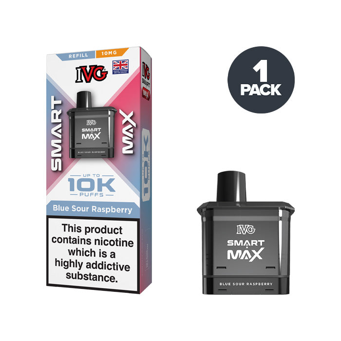 Blue Sour Raspberry IVG Smart Max 10mg Refill Pack and Box