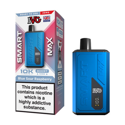 Blue Sour Raspberry IVG Smart Max Prefilled Pod Kit and Box