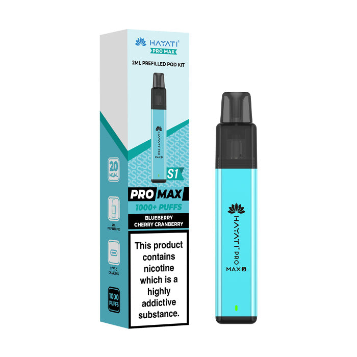 Blueberry Cherry Cranberry Hayati Pro Max S1 Prefilled Pod Kit and Box