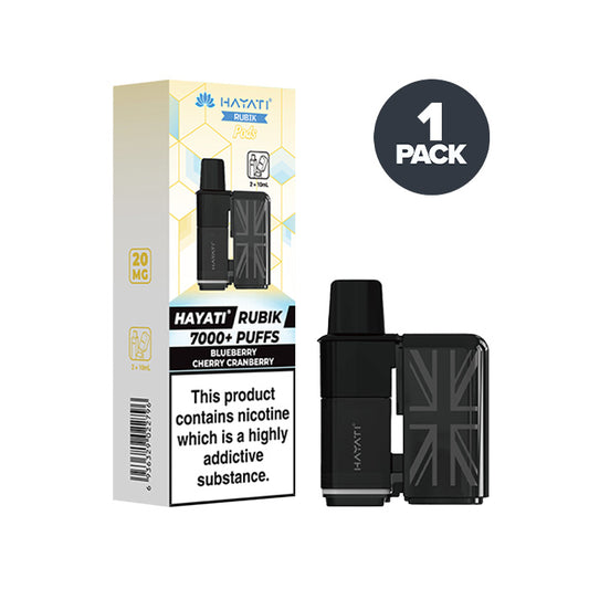 Blueberry Cherry Cranberry Hayati Rubik 7000 Prefilled Pods and Box