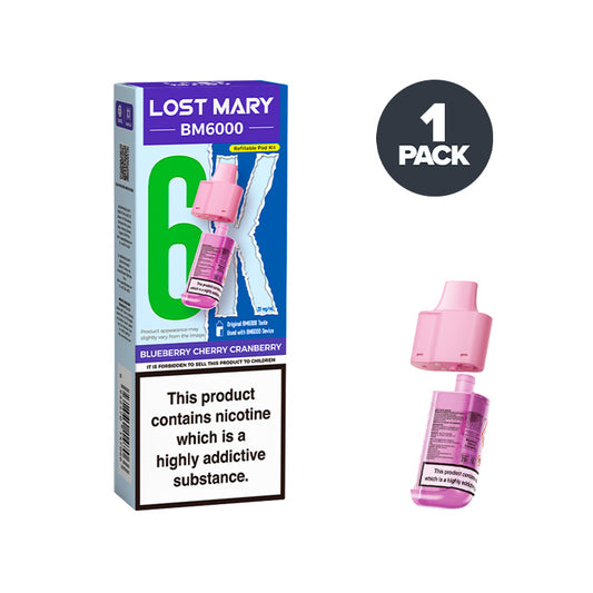 Blueberry Cherry Cranberry Lost Mary BM6000 Prefilled Pod and Box