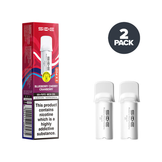 Two Blueberry Cherry Cranberry SKE Crystal 600 Pro Prefilled Pods with Box