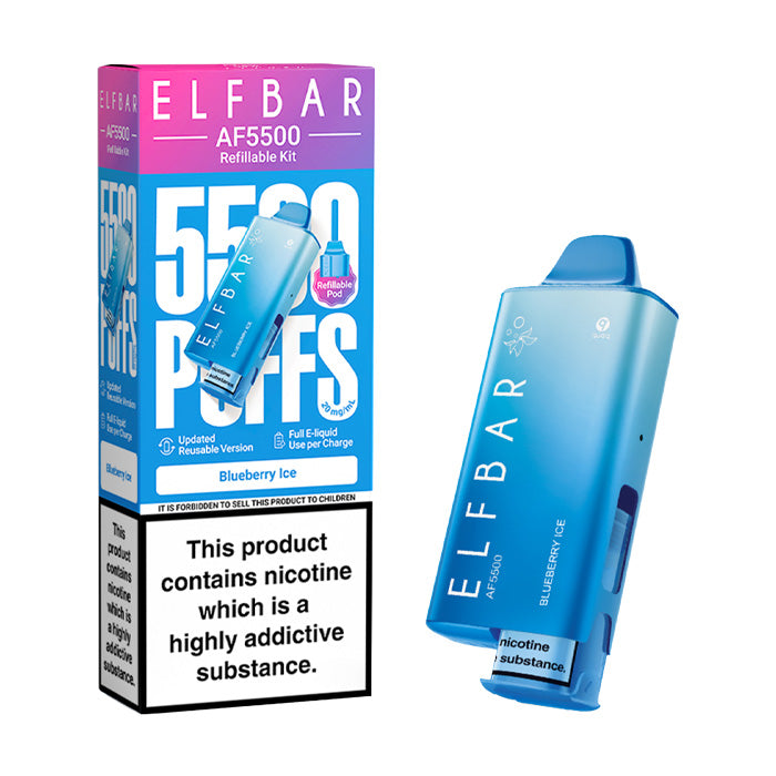 Blueberry Ice Elf Bar AF5500 Prefilled Pod Kit and Box