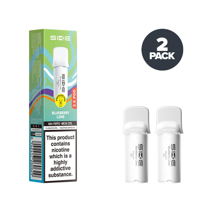 Two Blueberry Lime SKE Crystal 600 Pro Prefilled Pods with Box