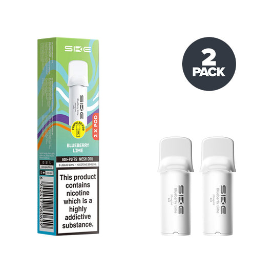 Two Blueberry Lime SKE Crystal 600 Pro Prefilled Pods with Box