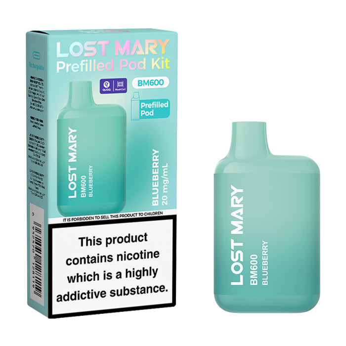Blueberry Lost Mary BM600 Prefilled Pod Kit and Box