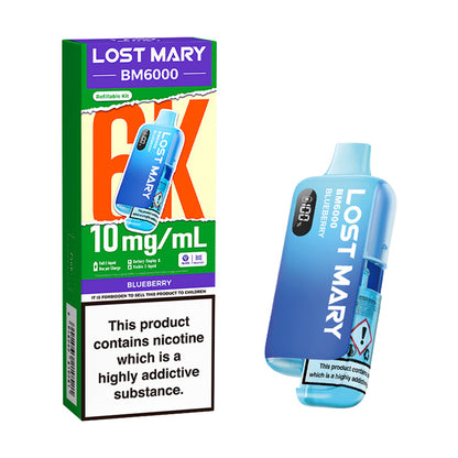 Blueberry Lost Mary BM6000 10mg Kit and Box