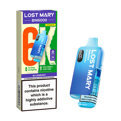 Blueberry Lost Mary BM6000 Prefilled Pod Kit and Box