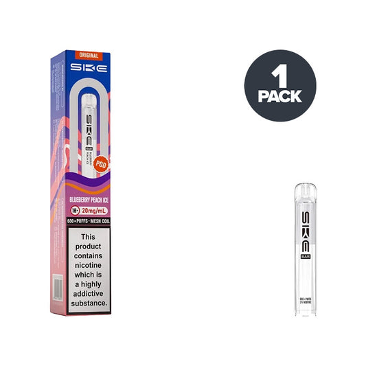 Blueberry Peach Ice SKE Bar 600 Prefilled Pod and Box