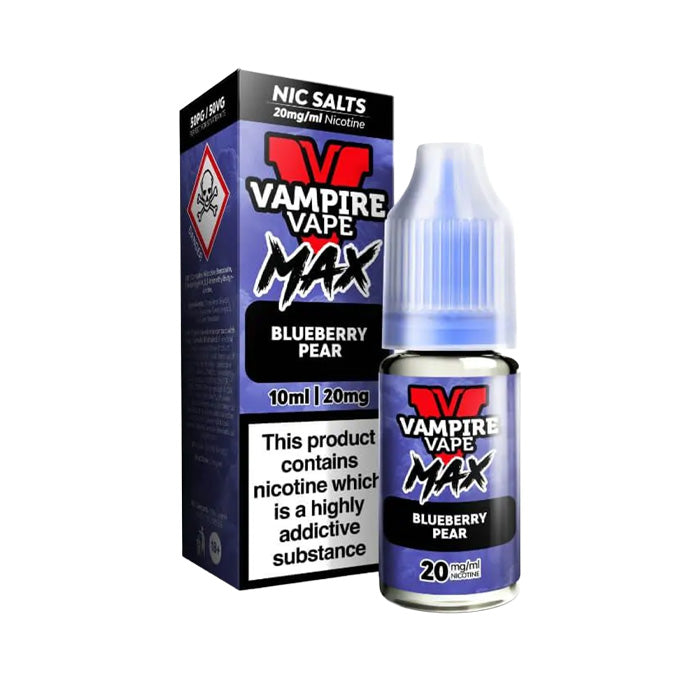 Blueberry Pear Vampire Vape Max 10ml Nic Salt and Box
