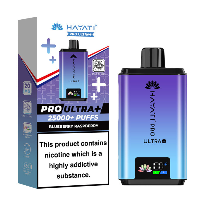Blueberry Raspberry Hayati Pro Ultra Plus Prefilled Vape Kit and Box
