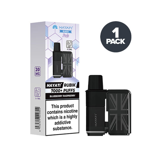 Blueberry Raspberry Hayati Rubik 7000 Prefilled Pods and Box