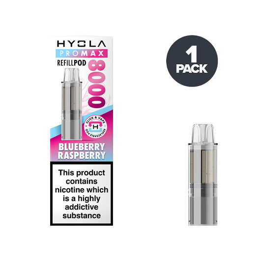 Blueberry Raspberry Hyola Pro Max 8000 Prefilled Pod and box.