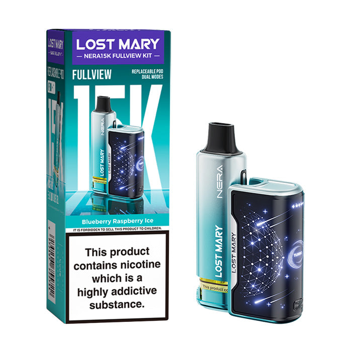 Blueberry Raspberry Ice Lost Mary Nera 15K Fullview Prefilled Pod Kit with box