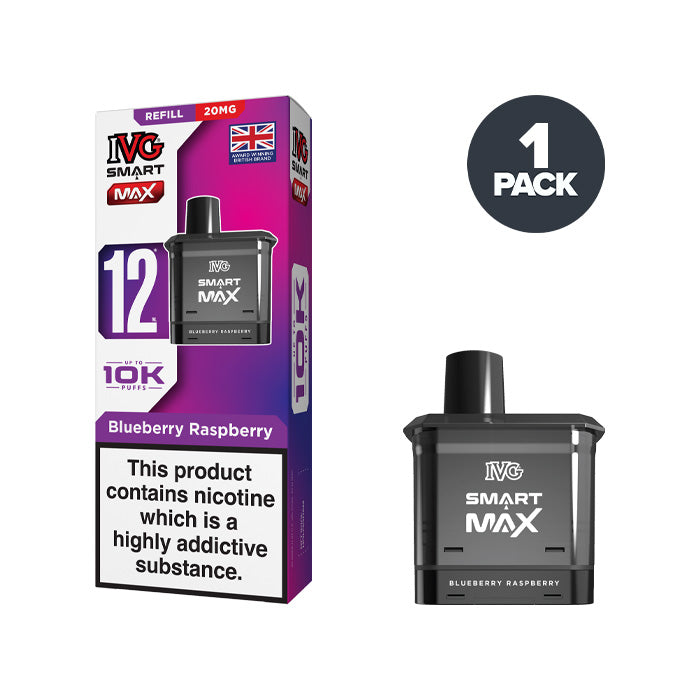 Blueberry Raspberry IVG Smart Max 20mg Refill Pack and Box