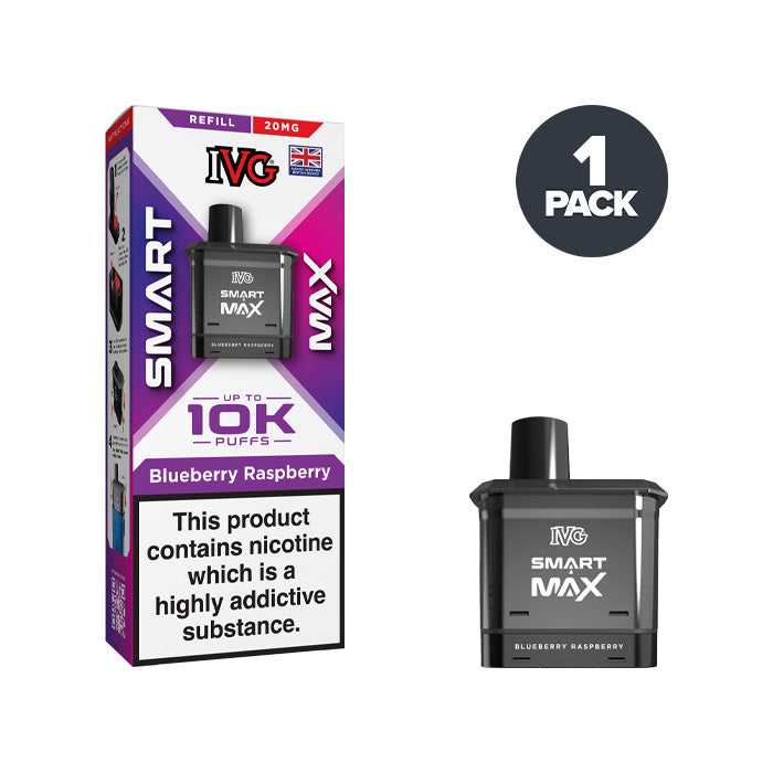 Blueberry Raspberry IVG Smart Max Refill Pack and Box