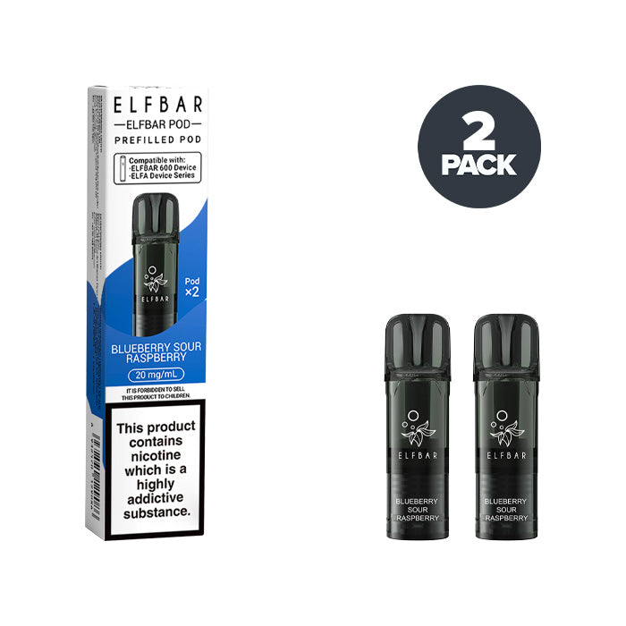 Blue Raspberry Elfbar Blueberry Sour Raspberry Elf Bar 600 Prefilled Pods | 2 Pack
