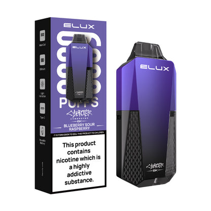 Blueberry Sour Raspberry Elux Cyberover 6K Prefilled Pod Kit and Box