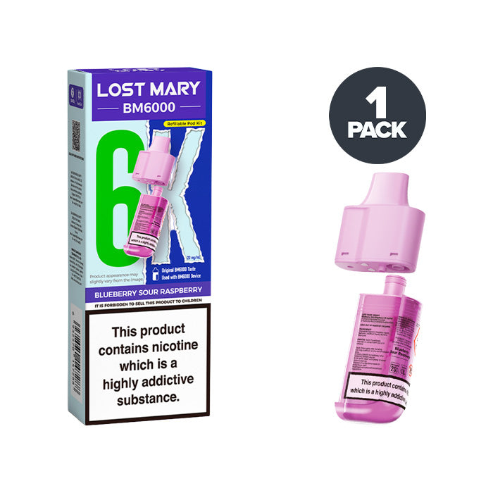 Blueberry Sour Raspberry Lost Mary BM6000 Refill Pack 20mg