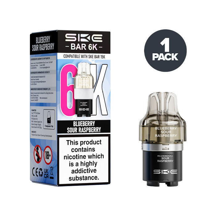 Blueberry Sour Raspberry SKE Bar 6K Refill Pack and box