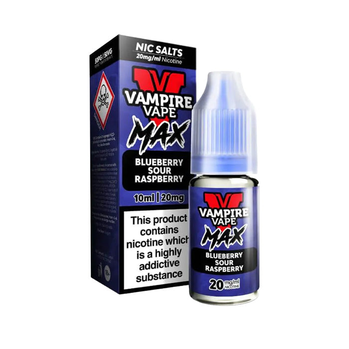 Blueberry Sour Raspberry Vampire Vape Max 10ml Nic Salt and Box