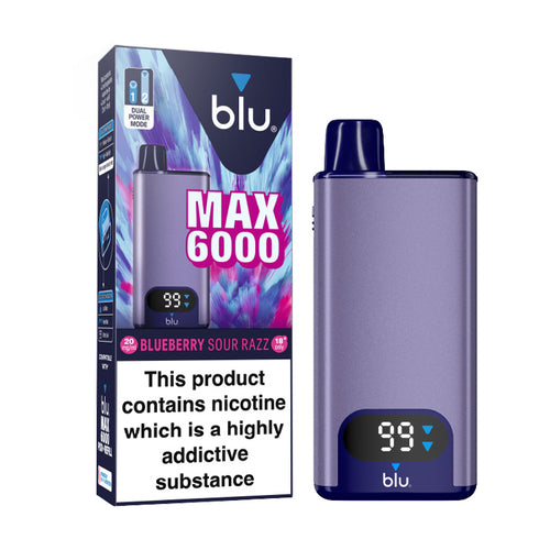 Blueberry Sour Razz Blu Max 6000 Prefilled Pod Kit and Box