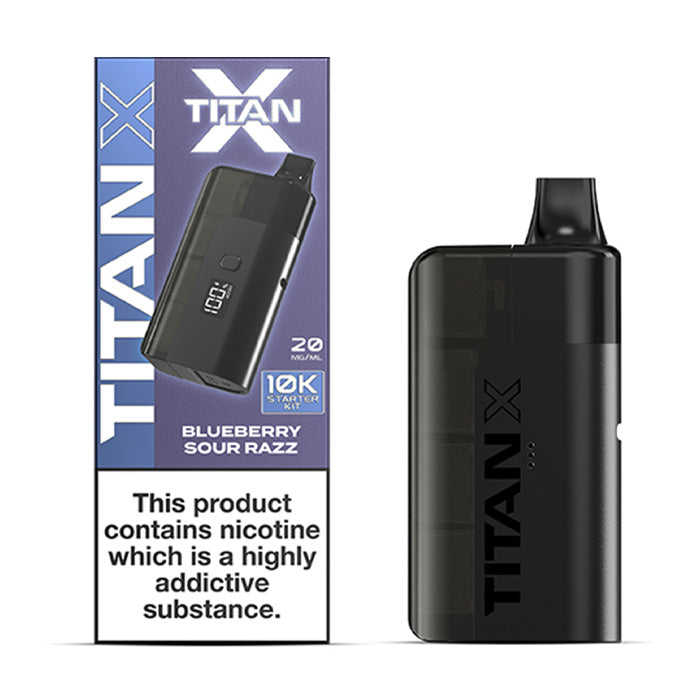 Blueberry Sour Razz Titan X Prefilled Pod Kit and Box
