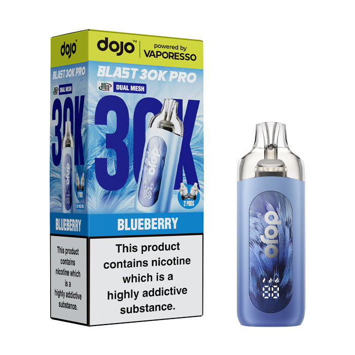 Blueberry Vaporesso Dojo Blast 30K Pro Pod Kit and Box