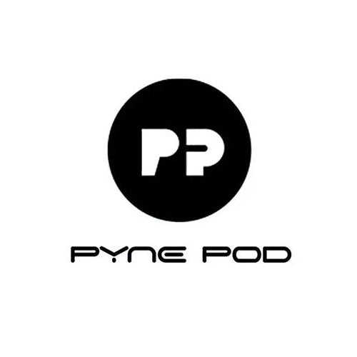 Black and white logo of Pyne Pod on a white background