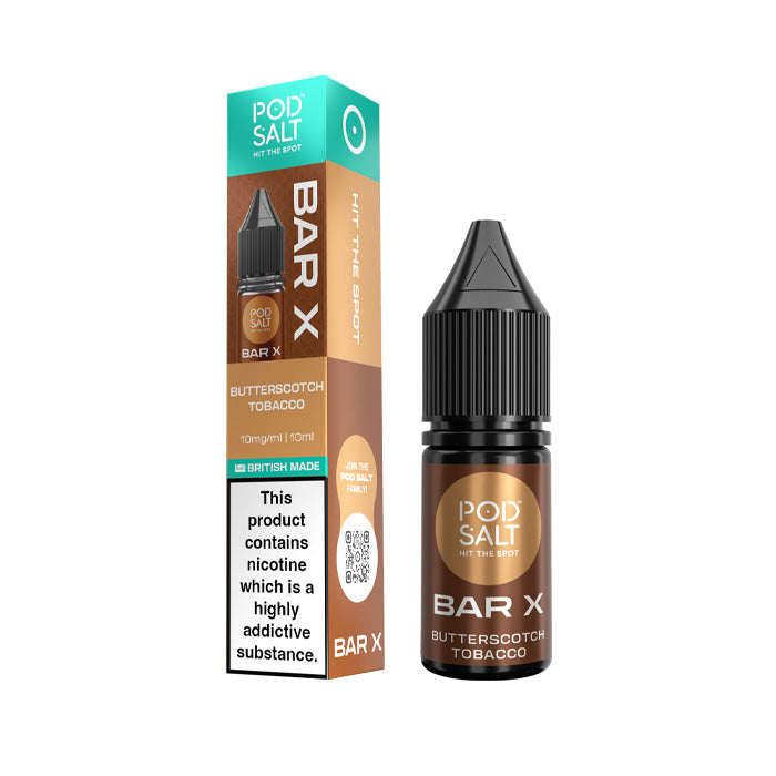 Butterscotch Tobacco Pod Salt Bar X 10ml Nic Salt E-Liquid and Box