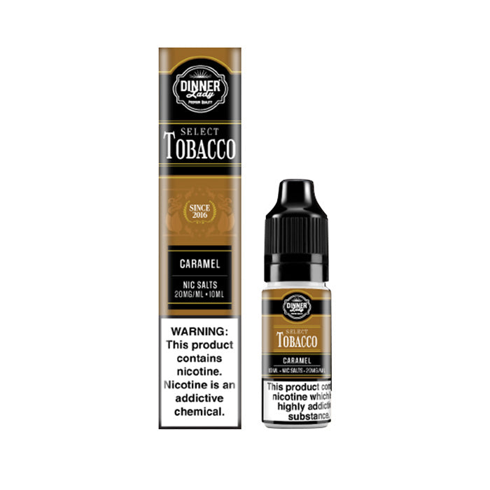 Caramel Tobacco Nic Salt E-Liquid by Dinner Lady Select Tobacco and Box
