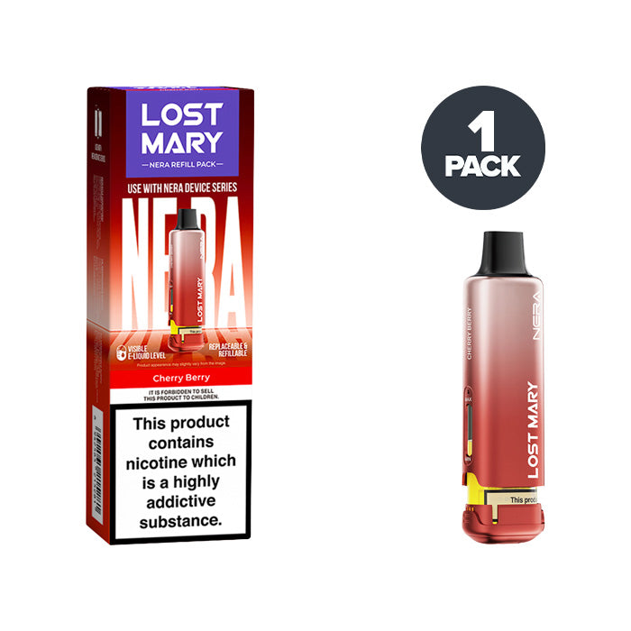Cherry Berry Lost Mary Nera 15000 puff refill pack and box