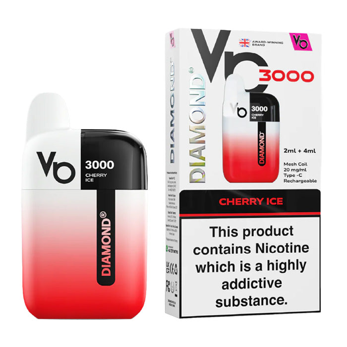 Cherry Ice Vapes Bars Diamond 3000 Prefilled Vape Kit and Box