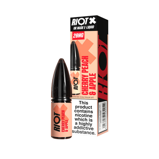 Cherry Peach & Apple Riot X 10ml Nic Salt E-Liquid and Box