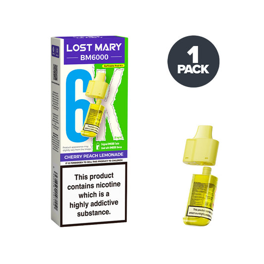 Cherry Peach Lemonade Lost Mary BM6000 Prefilled Pod and Box