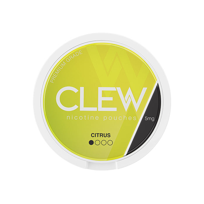 Can of 5mg Citrus Clew Nicotine Pouches