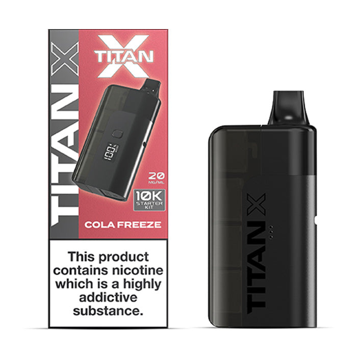 Cola Freeze Titan X Prefilled Pod Kit and Box
