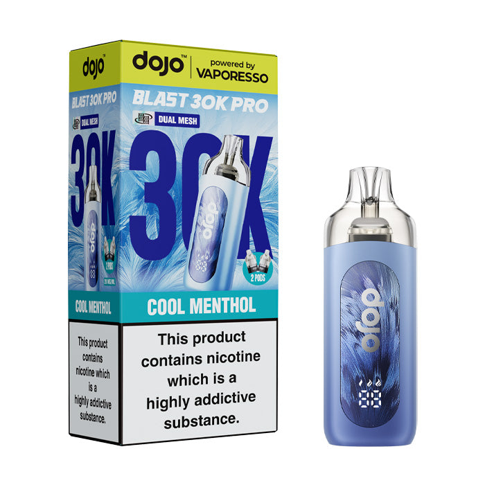 Cool Menthol Vaporesso Dojo Blast 30K Pro Pod Kit and Box