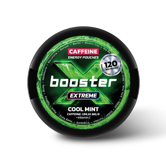 Can of Cool Mint X-Booster 120mg Caffeine Energy Pouches