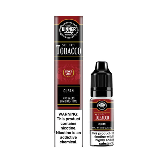 Cuban Tobacco Nic Salt E-Liquid by Dinner Lady Select Tobacco and Box