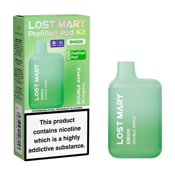 Double Apple Lost Mary BM600 Prefilled Pod Kit and Box