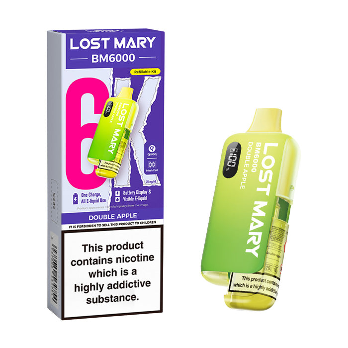 Double Apple Lost Mary BM6000 Prefilled Pod Kit and Box